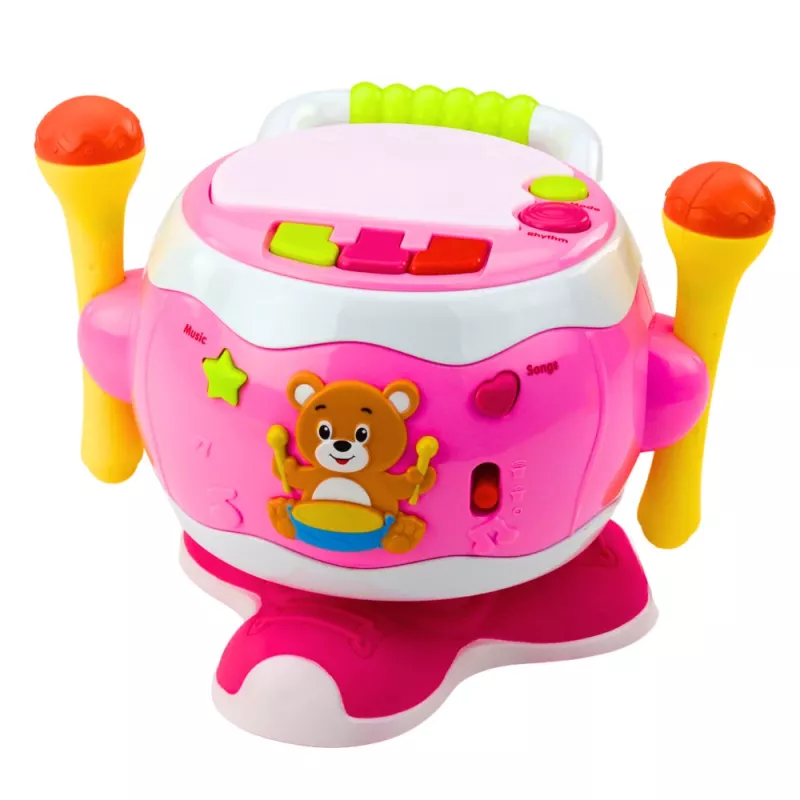 LEAN TOYS baby drum muzikaal interactief licht geluiden roze