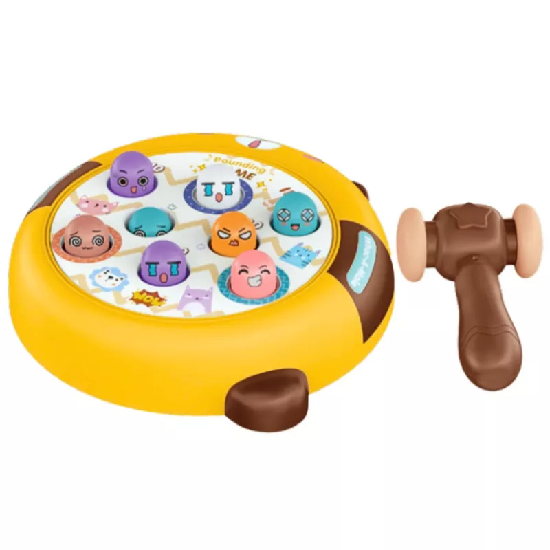 LEAN TOYS Whack-A-Mole behendigheidsspel met twee hamers, katje geel bruin