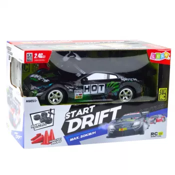 LEAN TOYS drift Car RC zwart groen 30km/h 1:16