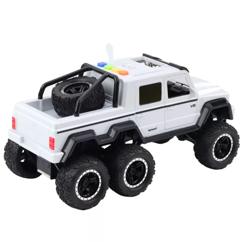 LEAN TOYS Offroad-auto friction drive lichten sounds parelmoerwit 6x6 1:16