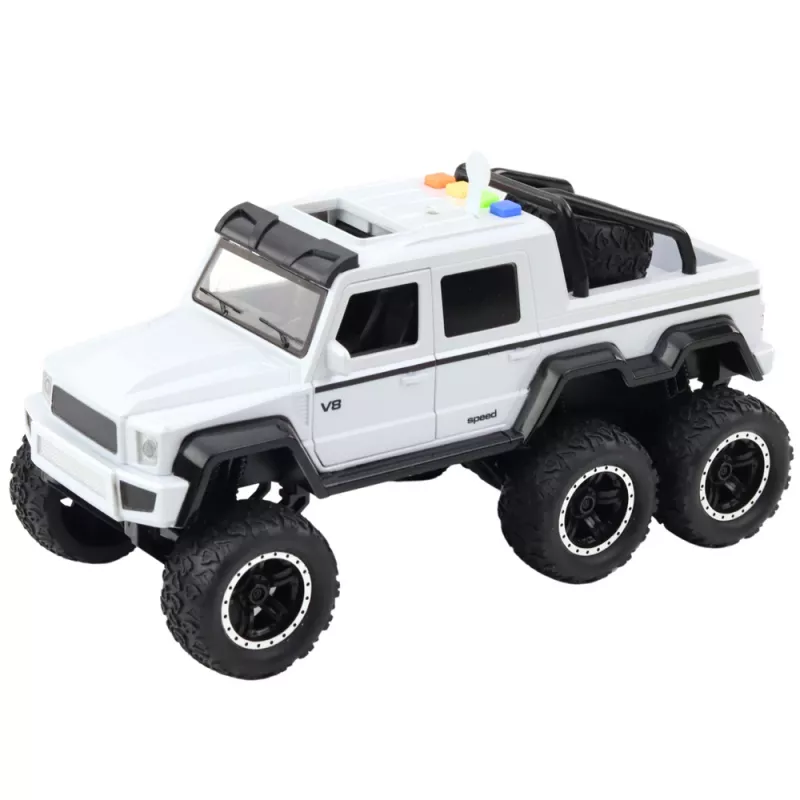 LEAN TOYS Offroad-auto friction drive lichten sounds parelmoerwit 6x6 1:16