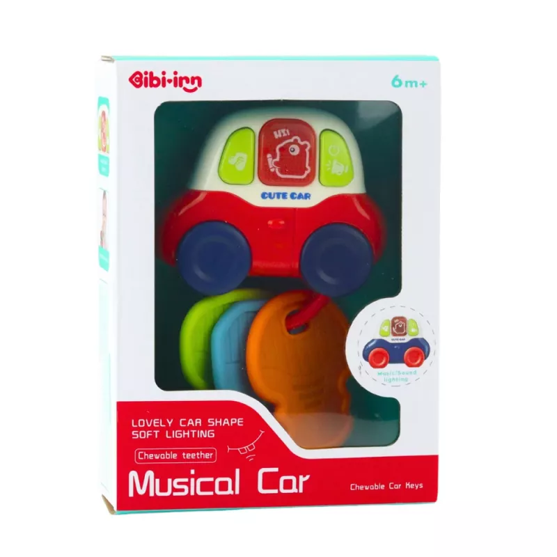 LEAN TOYS Interactieve speelgoedauto met bijtringen, sleutels, lichten, geluiden