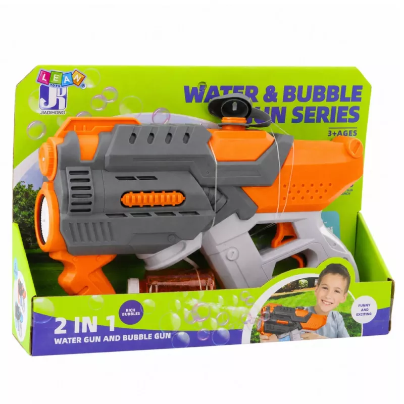 LEAN TOYS Elektrisch waterpistool zeepbellen 2in1 oranje