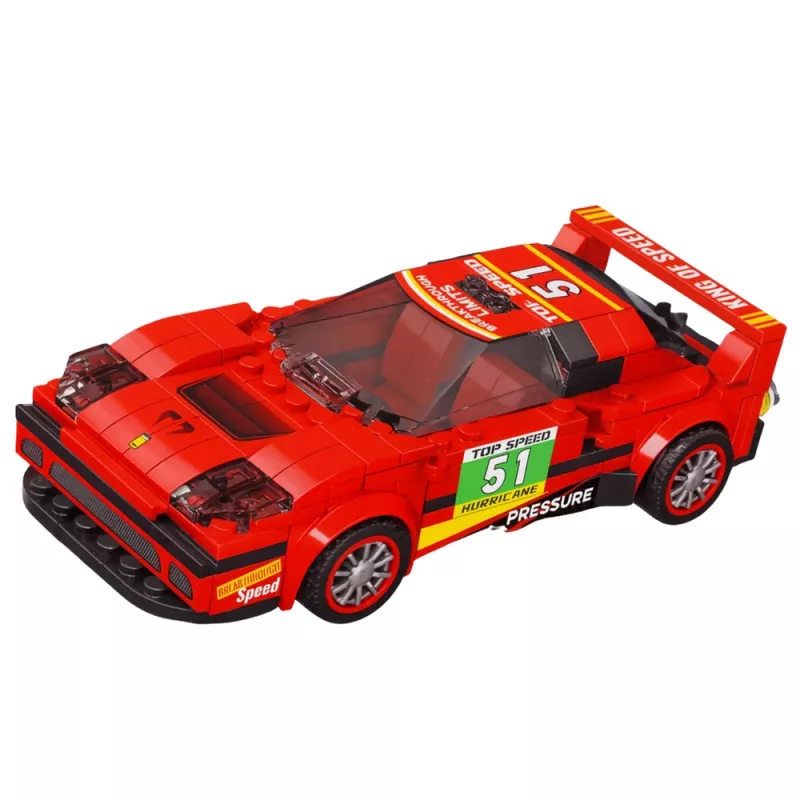LEAN TOYS Bouwstenen auto robot 2in1 rood aandrijving 329 delen