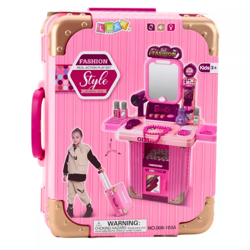 LEAN TOYS schminktafelset in koffer 2-in-1 roze