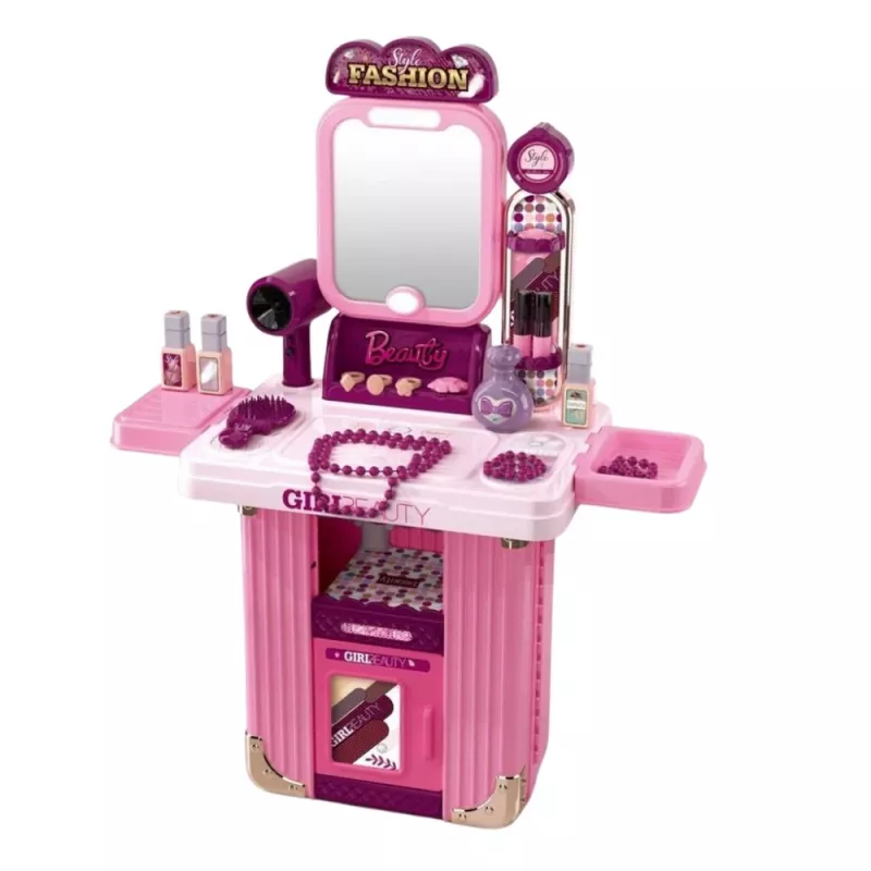LEAN TOYS schminktafelset in koffer 2-in-1 roze