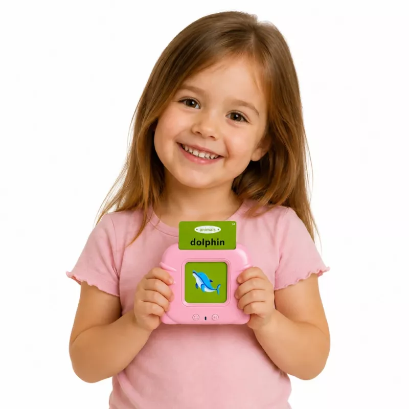 LEAN TOYS Engels woordleerkaarten leesapparaat educatief speelgoed roze