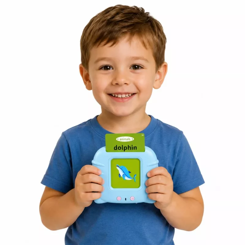 LEAN TOYS Engels woordleerkaarten leesapparaat educatief speelgoed blauw