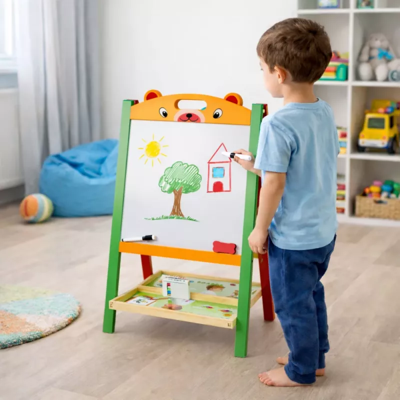 LEAN TOYS Dubbelzijdig magnetisch leerbord 2 in 1 met markers, letters, cijfers