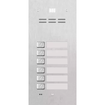 ACO FAM-P-6NPACC inbouw woonpaneel voor 6 woningen met RFID-naderingslezer, zilver