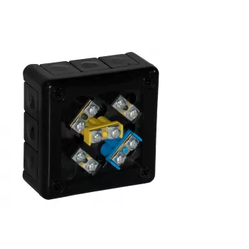 VIPLAST VP-41 opbouw aftakdoos met klemmen, 12 kabelinvoeren, IP55, zwart, 98x98x42mm