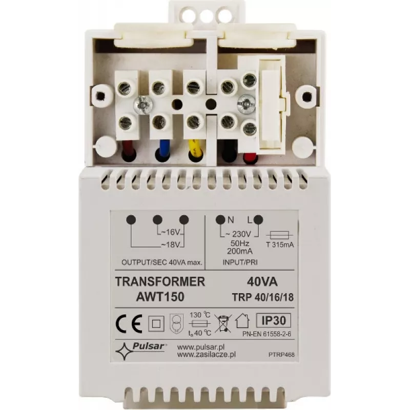 Pulsar AWT150 40VA 16V/18V AC voedingstransformator