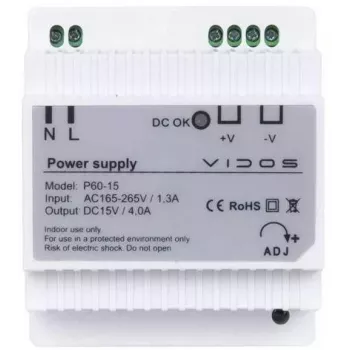 VIDOS P60/15 voeding 60W 15V DC DIN-rail