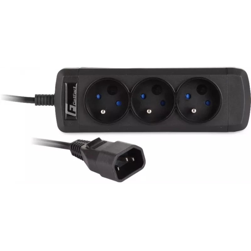 GETFORT USV C14 stekkerdoos 3x Frans type E stopcontacten 1,5m zwart