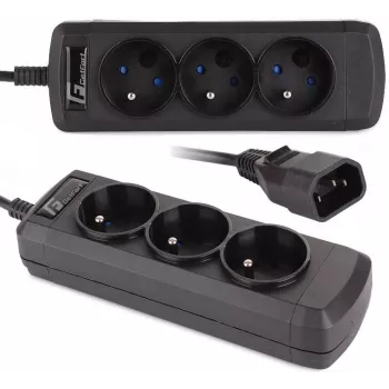 GETFORT USV C14 stekkerdoos 3x Frans type E stopcontacten 1,5m zwart