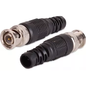 BNC-stekker, mannelijk, voor RG-59 coaxkabel, 75 Ohm, schroefaansluiting, kunststof behuizing, zwart, 100 stuks