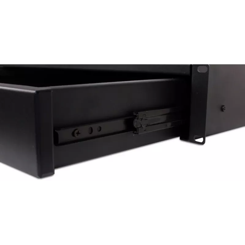 GETFORT GF-2U-drawer 2U racklade - 19 inch staal, zwart, afsluitbaar, 25 kg draagvermogen