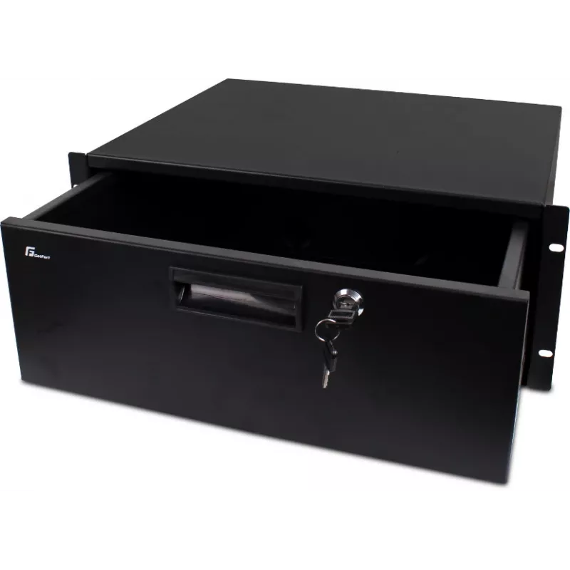 Getfort GF-4U-drawer 4U racklade - 19 inch uitschuifbare lade met slot, zwart