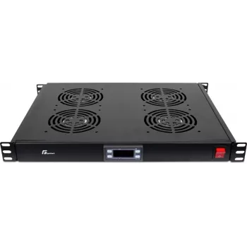 GETFORT GF-FAN4TR 1U rackpaneel met 4 thermostaatgestuurde ventilatoren, 230V, zwart