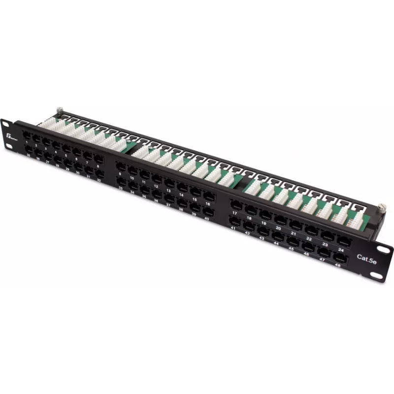 GETFORT PGF-5EUTP48-B9 patchpanel UTP Cat.5e 48 poorts 2U 19 inch rackmontage zwart