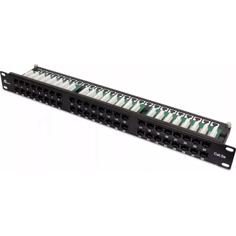 GETFORT PGF-5EUTP48-B9 patchpanel UTP Cat.5e 48 poorts 2U 19 inch rackmontage zwart