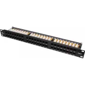 Patchpanel UTP Cat.6 48 poorts 2U 19 inch rackmontage zwart GETFORT PGF-6UTP48-B9