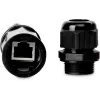 GETFORT Cat.5e RJ45 koppeling, bus-bus, outdoor, IP67, afgeschermd, zwart