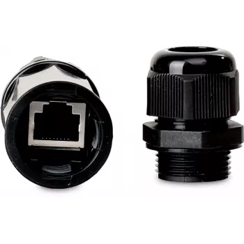 GETFORT Cat.5e RJ45 koppeling, bus-bus, outdoor, IP67, afgeschermd, zwart