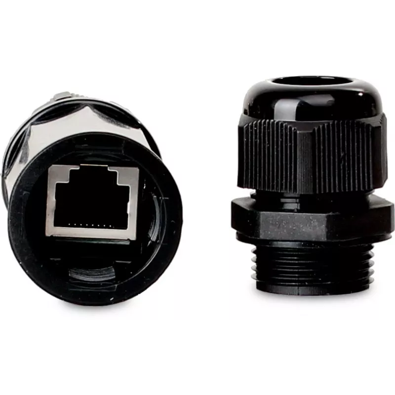 GETFORT Cat.5e RJ45 koppeling, bus-bus, outdoor, IP67, afgeschermd, zwart