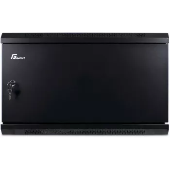 GETFORT 19 inch CALI 6U 600x450 wandbehuizing met massieve stalen deur - zwart (RAL 9004)