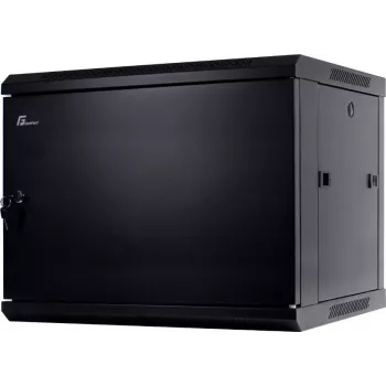 GETFORT 19 inch CALI 9U 600x450 wandbehuizing met stalen deur, zwart (RAL 9005)