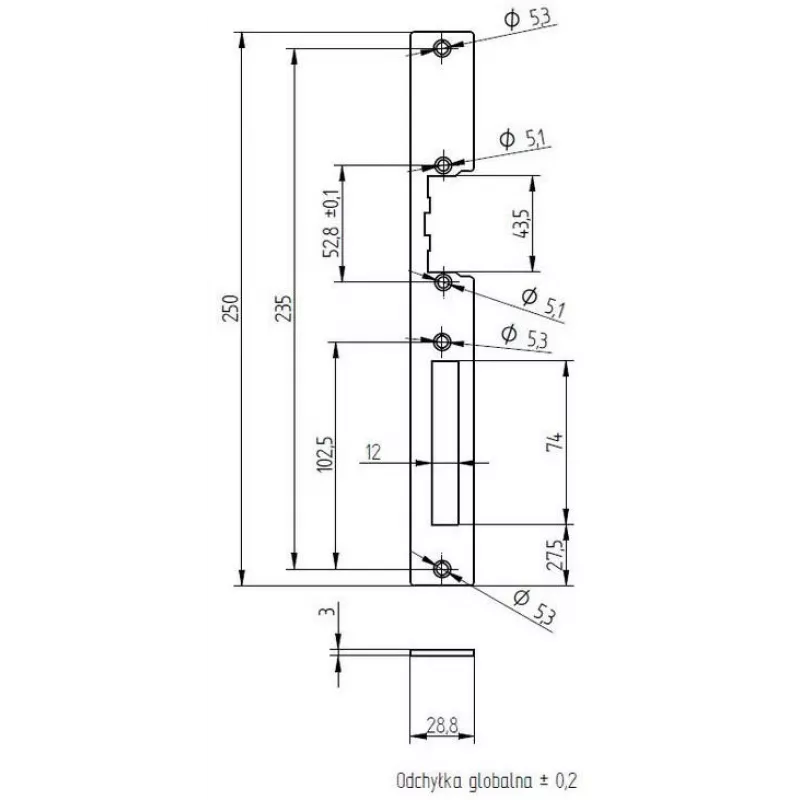 ELEKTRA-PLUS schild voor insteeksloten, verzinkt, 200x20mm