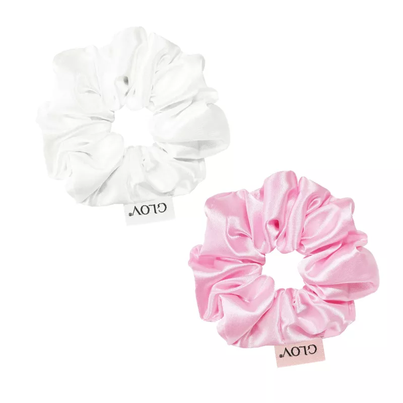 GLOV Satijnen Scrunchies Small Roze/Zwart 2-pack