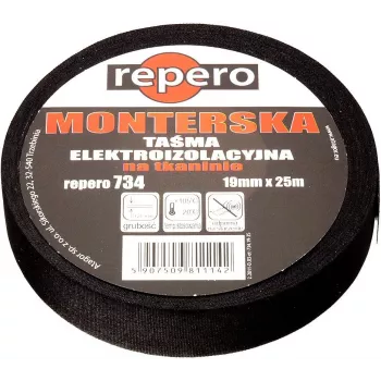 REPERO 734 Stof Elektrische Isolatietape, Katoen, Zwart, 19mm x 25m