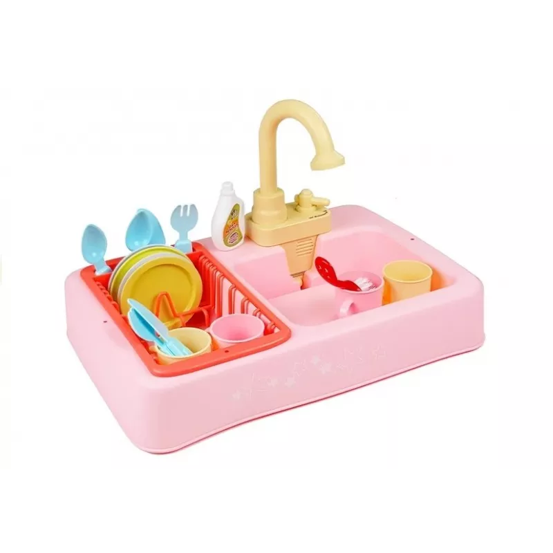 LEAN TOYS kleurrijke wastafel met kraan en vaatwasser met accessoires