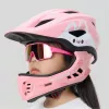 ROCKBROS TT-32002 Rabbit kinderhelm met afneembare kinbescherming, maat M (54-58 cm), roze