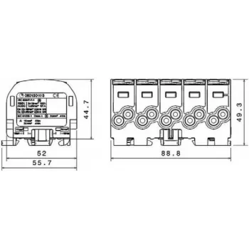 SIMET SIMBLOCK SCB 25-5X verdeelblok Al/Cu 1x25mm² ingang 5x1,5-16mm² uitgang grijs
