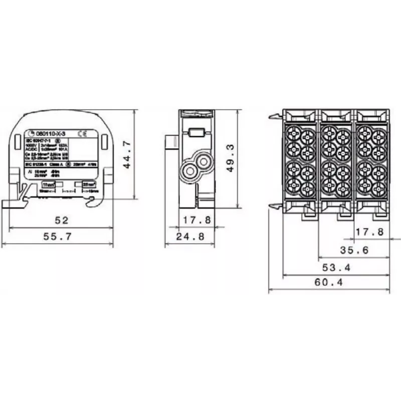 SIMET SCB 25 aftakverdeelblok Al/Cu 80-110 SIMBLOCK, groen 81501005