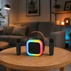 LEAN karaokeset bluetooth-luidspreker twee microfoons LED-verlichting zwart