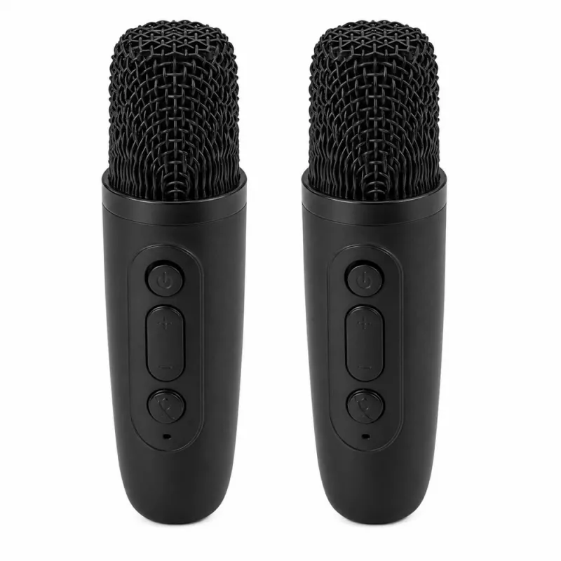 LEAN karaokeset bluetooth-luidspreker twee microfoons LED-verlichting zwart