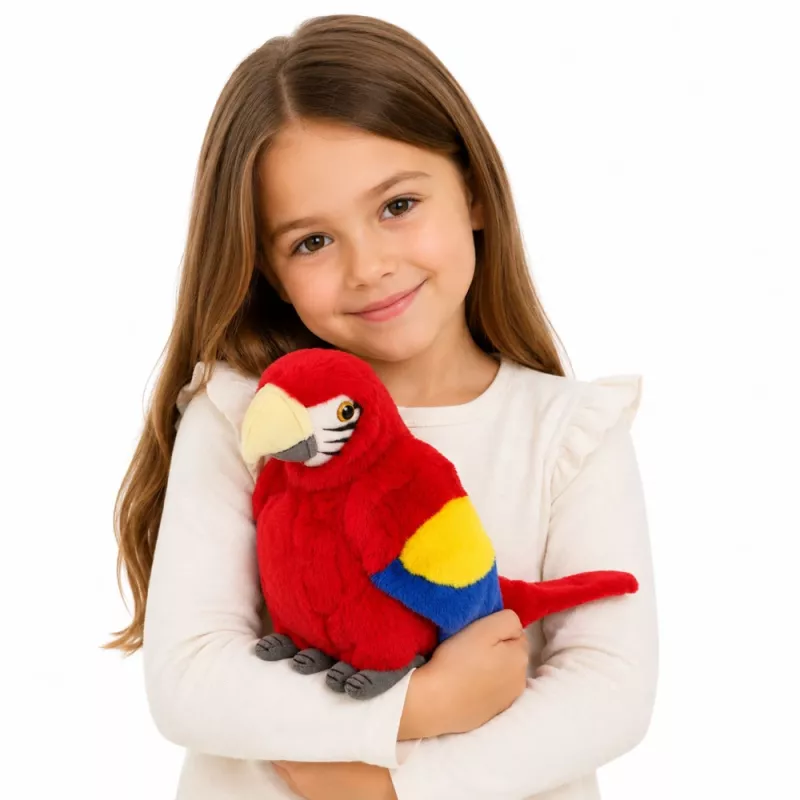 LEAN TOYS pluchen papegaai ara exotische vogel mascotte knuffeldier rood 24 cm