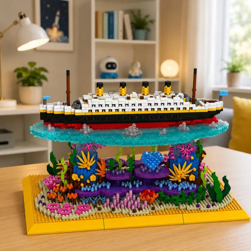 LEAN TOYS bouwstenen Titanic schip op een koraalrif 3892 onderdelen