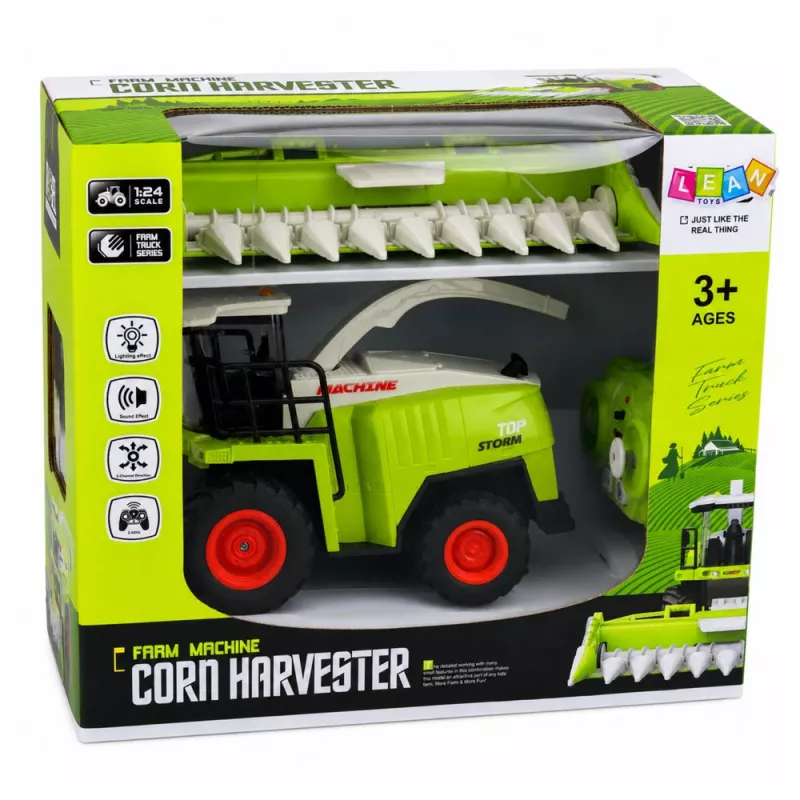 LEAN TOYS afstandsbediening maïsoogstmachine met licht en geluid 1:24