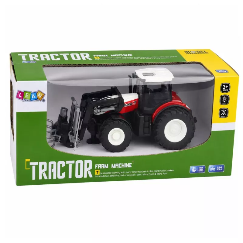 LEAN TOYS RC rode op afstand bestuurde landbouwtractor met balengrijper 1:24