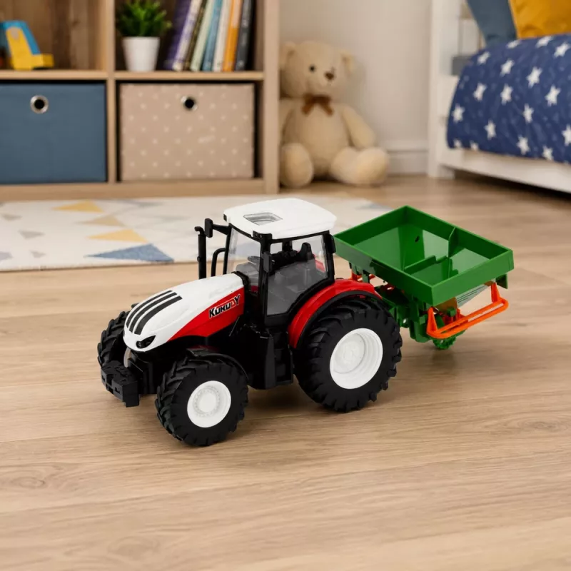 LEAN TOYS RC-tractor met zaaimachine, licht, rood, 1:24