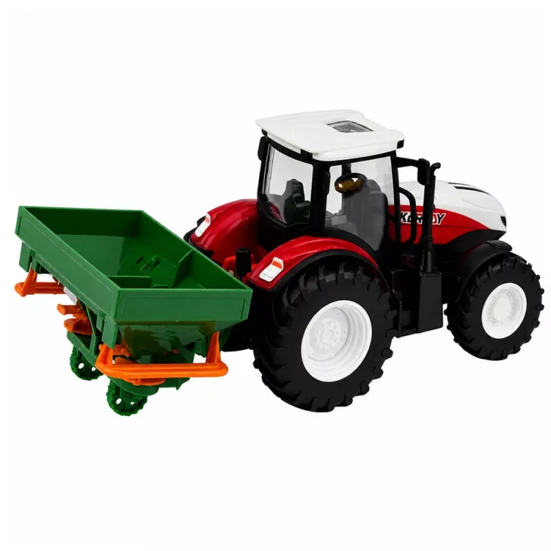 LEAN TOYS RC-tractor met zaaimachine, licht, rood, 1:24
