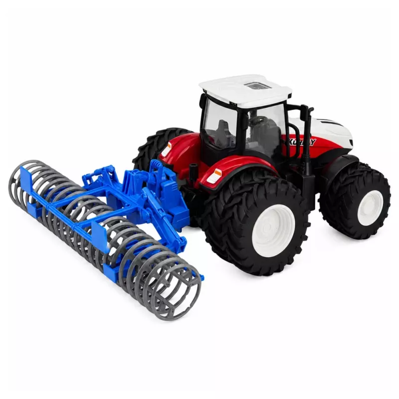 LEAN TOYS op afstand bestuurde tractor met wals RC lichtjes rood 1:24