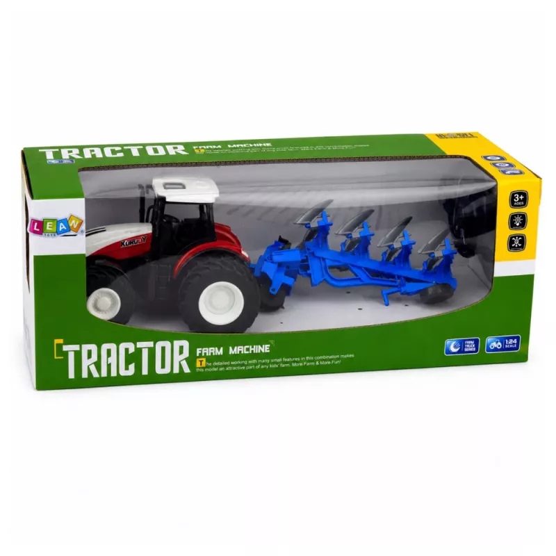 LEAN TOYS RC-tractor met dubbele ploeg rood 1:24