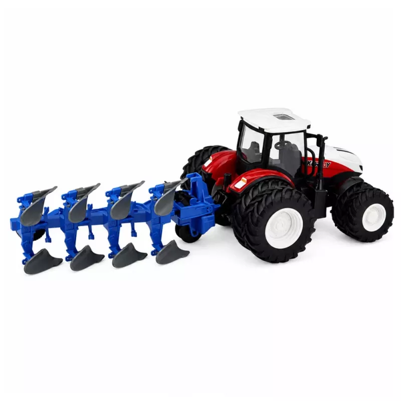 LEAN TOYS RC-tractor met dubbele ploeg rood 1:24