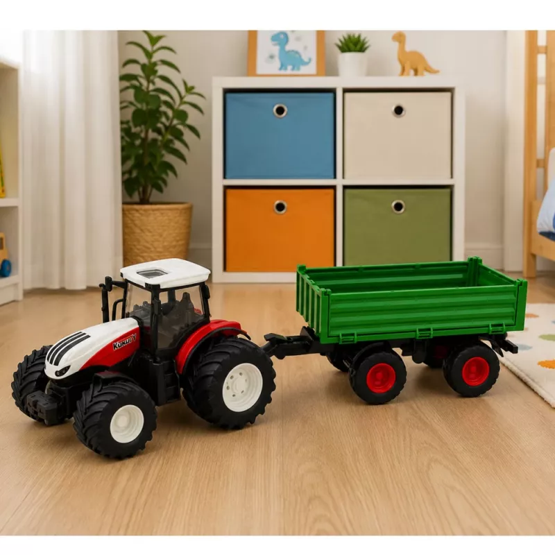 LEAN TOYS Afstandsbediening Tractor met Kiepwagen, Licht, Geluid 1:24